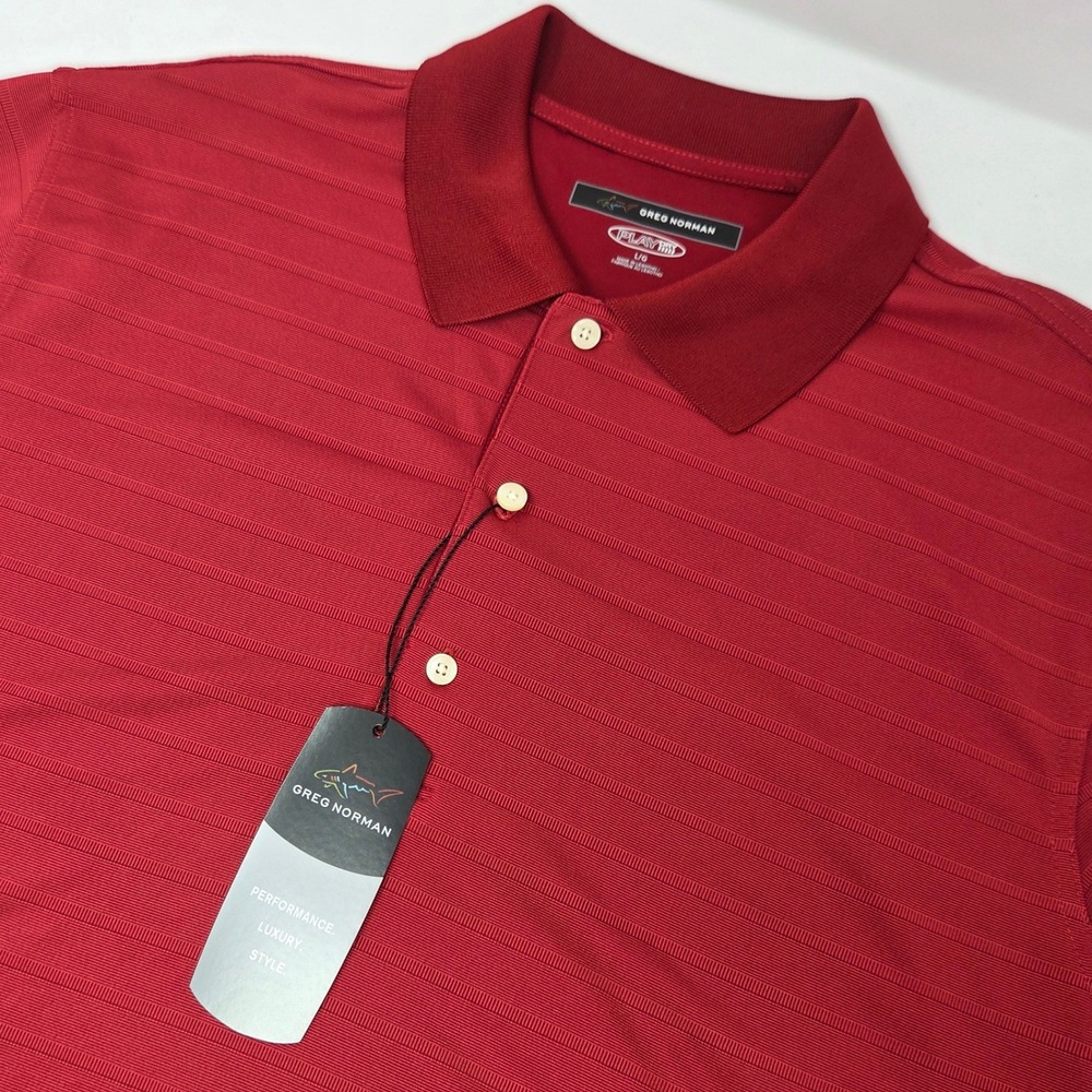 Greg Norman Polo Mens L G7XOK140 Cardinal Red Technical Performance NEW